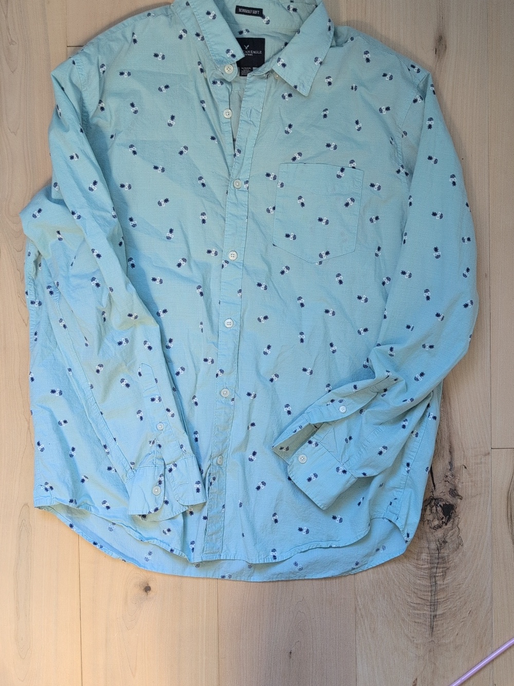American Eagle Seriously Soft Pineapple Button Up
